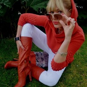 Leather high heel boots shoes lined